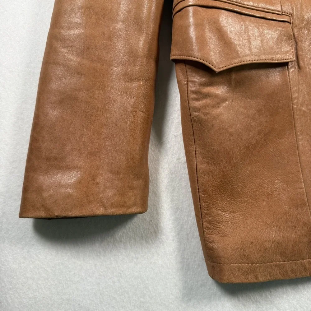 Vintage Americana Leather Tan Western Blazer Jacket Mens 44 California Design